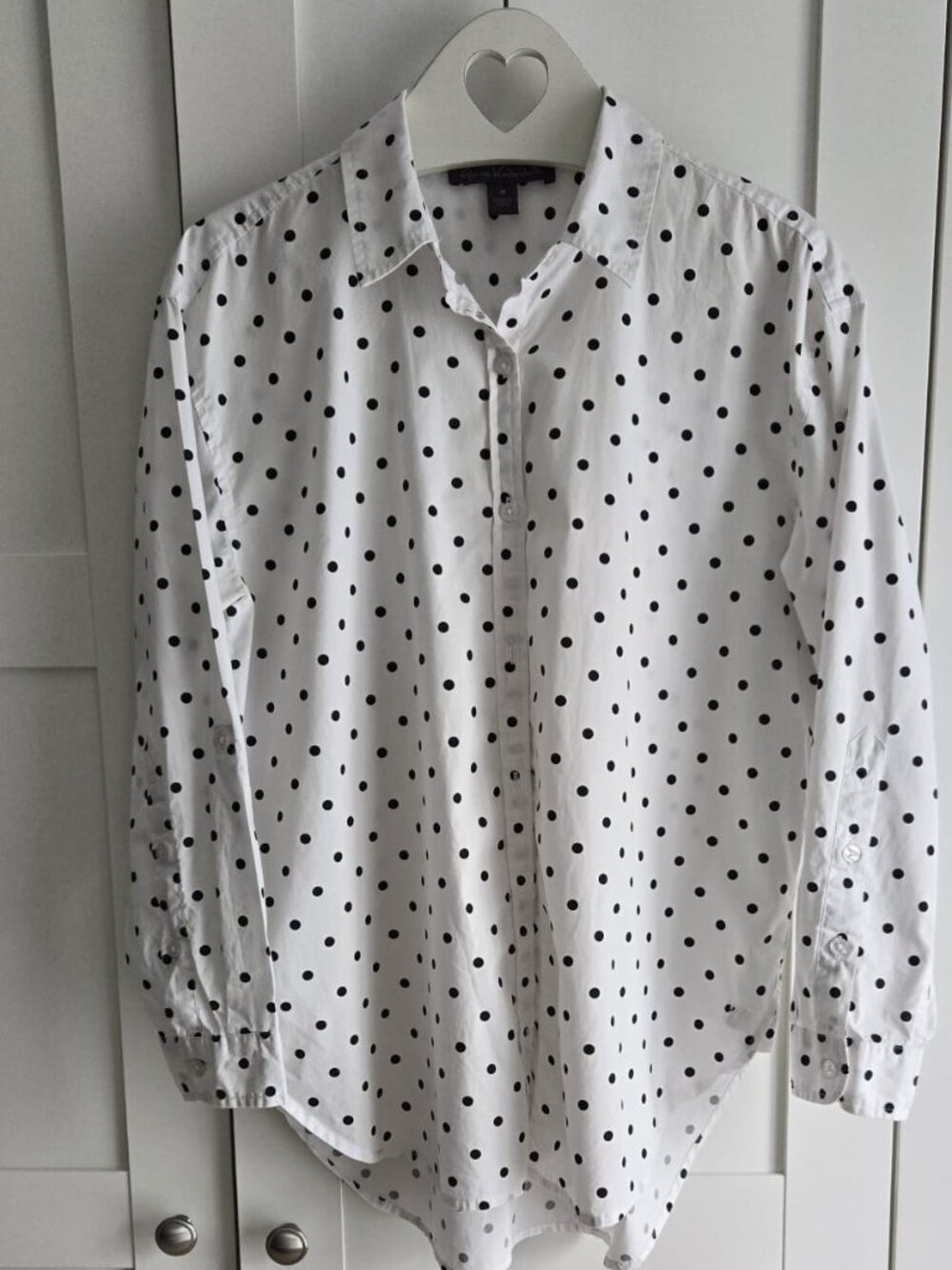EUC Gloria Vanderbilt 100% Cotton Polka Dot Button Down Shirt Size M PTP22